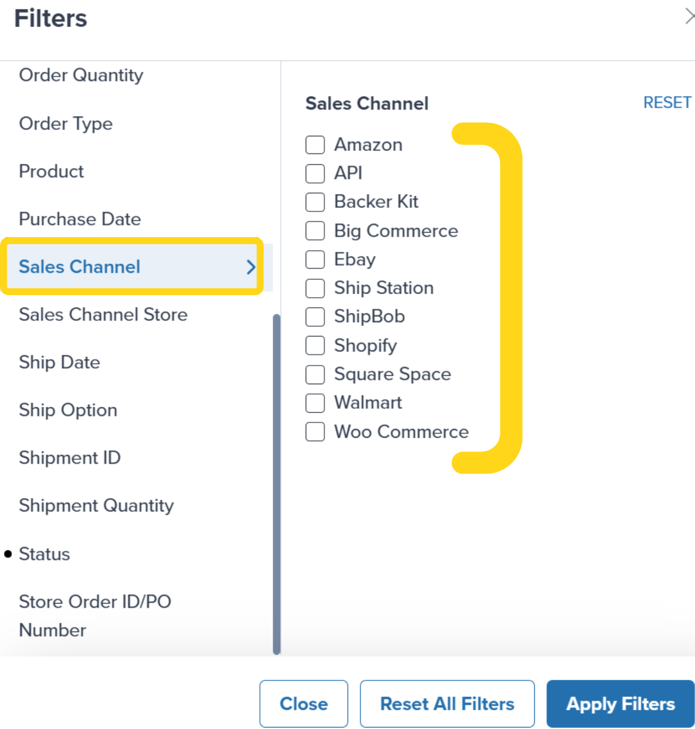Overview of New Orders Page